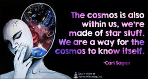The cosmos is also within us, we’re made of star stuff. We are a way for the cosmos to know itself.