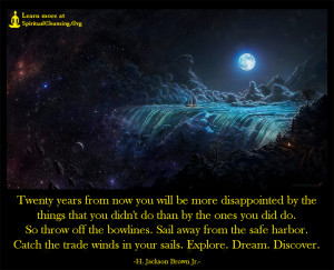 Twenty years from now you will be more disappointed by the things that you didn't do