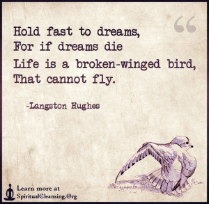 Hold fast to dreams,For if dreams dieLife is a broken-winged bird,That cannot fly.