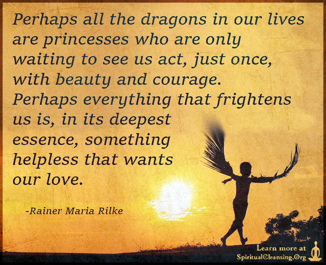 Perhaps all the dragons in our lives are princesses who are only waiting to see us act, just once, with beauty and courage