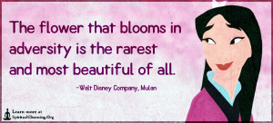 The flower that blooms in adversity is the rarest and most beautiful of all.