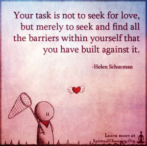 Your task is not to seek for love, but merely to seek and find