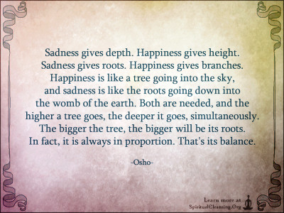 Sadness gives depth. Happiness gives height. Sadness gives roots.